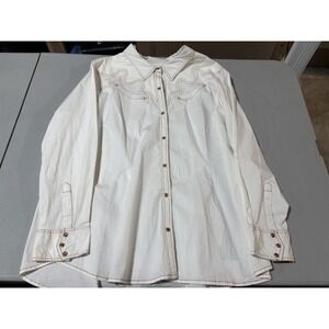 Back in the Saddle Women's Size 2X Pearl Snap Shirt Western Rodeo White Very Coo